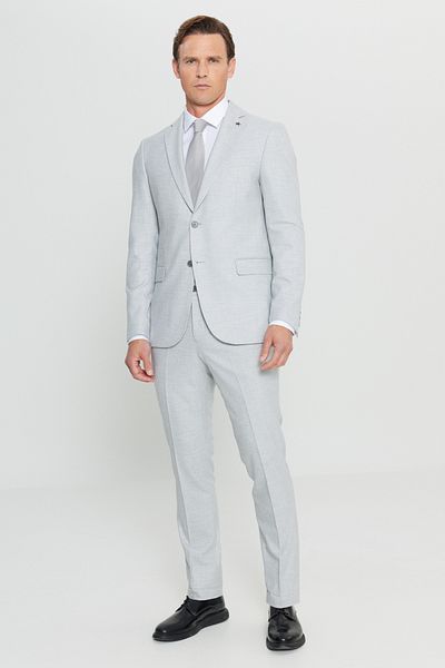 ALTINYILDIZ CLASSICS Slim Fit Slim Fit Mono Collar Cover Pocket Gray Suit