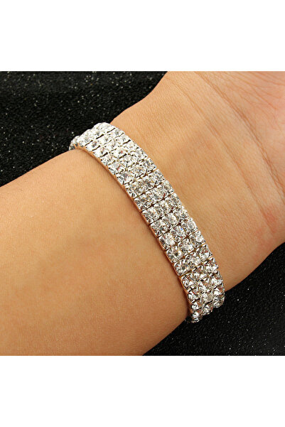 Choice 3 أساور وأساور متعددة الأنماط باللون الفضي مرصعة بأحجار الراين لحفلات الزفاف وسوار المعصم الممتد.