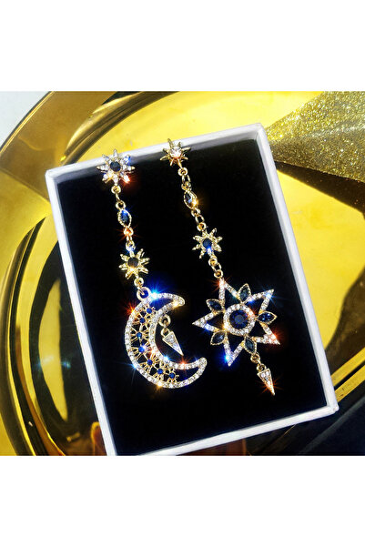 Choice Z360 1 Fashion New Elegant Silver Color Asymmetric Star Moon Earrings ...