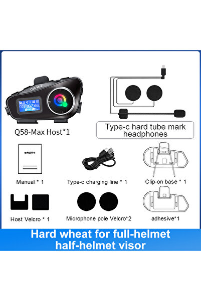 Choice3 Q58 Max Hard 1PCS Q58 Max Motorcycle Helmet Bluetooth Intercom IP65 W...