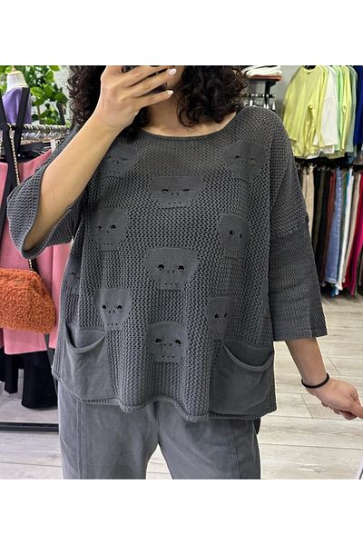 Rosidam Pulover de mărime standard cu model de craniu