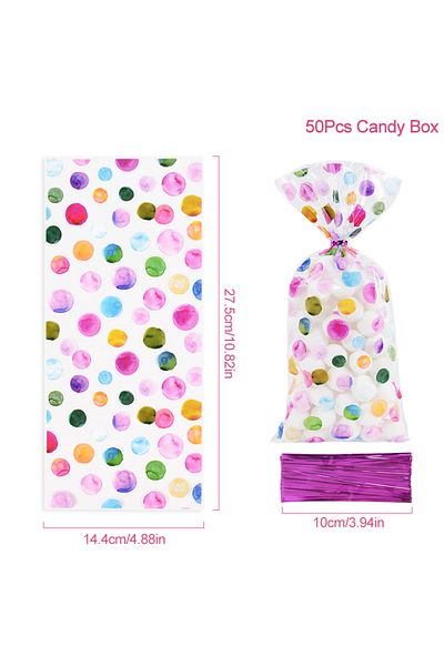 Choice Other 50pcs 50pcs Rainbow Polka Dot Candy Cookie Bag Birthday Party Biscuit Gift Packaging Cellophan