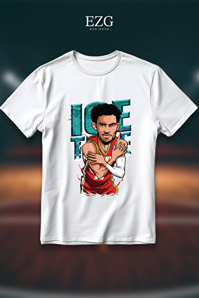 EZG Business Tricou Ice Trae Young imprimat, oversize, unisex, 100% bumbac, c...