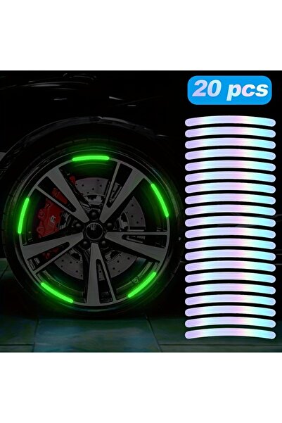 Choice 20 قطعة ملصقات مضيئة لعجلات السيارة ملصقات عاكسة ملونة مضيئة لتزيين عج...