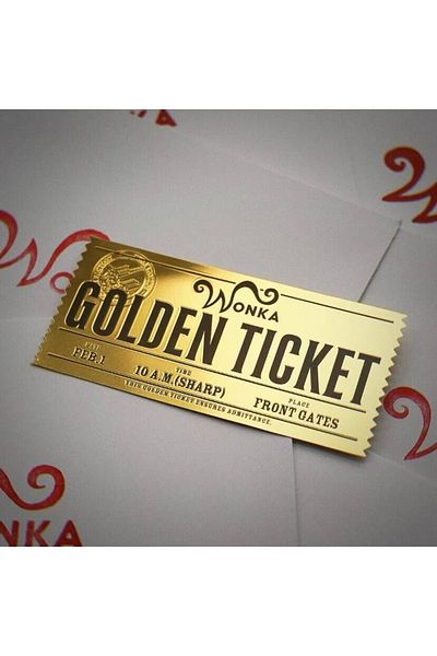 Choice Golden Ticket Wonka Charlie Chocolate Golden Ticket Anime Gold Voucher Brooch Pin Badges Metal Pins