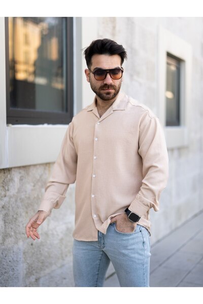 ahmetkoc collection Keten Gömlek Bej Renk