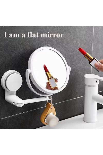 Choice Flat mirror HD Magnified Makeup Shaving Vanity Mirror Bathroom Wall Mounted 360 Degree Rotating Mirr
