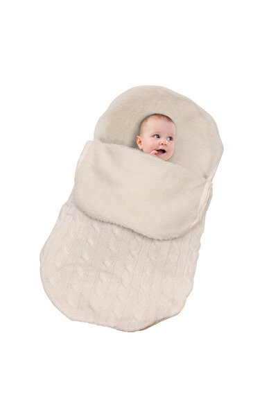 Choice أكياس نوم بيضاء للأطفال حديثي الولادة مقاس 68 × 38 سم، بطانية شتوية لعربة الأطفال، غطاء قدم سميك ناعم ودافئ محبوك