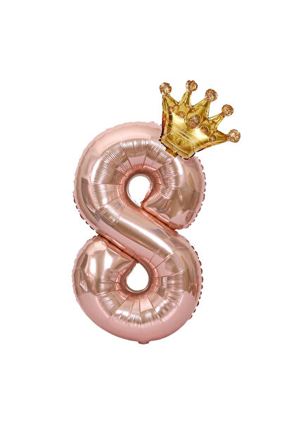 Choice رقم 32 بوصة 32RoseGold8 مجموعة بالونات رقمية على شكل تاج من الذهب الور...