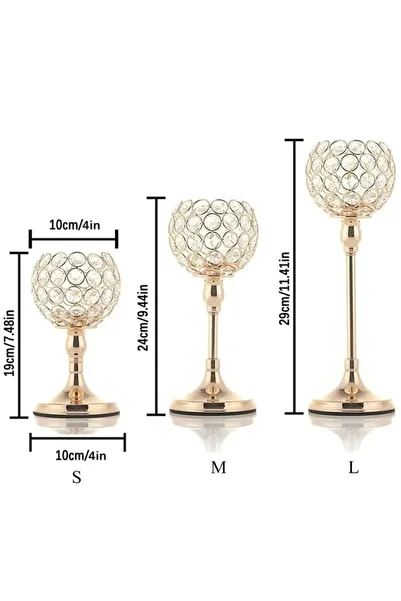 Choice L A-gold 1pc 3 Sizes Gold Crystal Candle Holder, Tea Light Candlestick Holders Centerpiece For Weddi