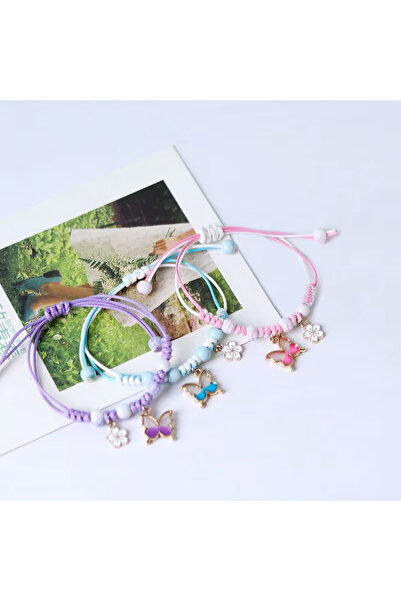 Choice 3 قطع أساور زهور الفراشة البوهيمية للنساء والفتيات مصنوعة يدويًا من خر...