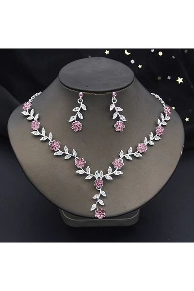Choice S041-1 3 Pcs Sweet Jewelry Set Exquisite Rhinestone Pendant Banquet Party Women Fashion Romantic Cry