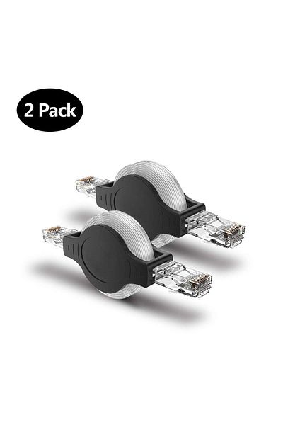 Ninth World 2PCS Portable RJ45 Cat 5 5e Retractable Ethernet LAN Network Patch Cable 10/100 Mbps 1.5m/5FT