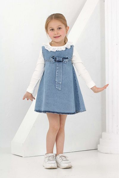 ANGELOS GIRLS Κοριτσίστικο φόρεμα τζιν 2 τεμαχίων (Jean Dress + Bady Sweat) 12180