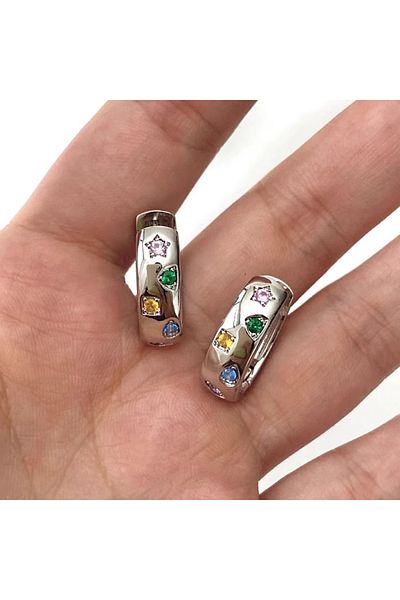 Choice Colorful Yupsk Colorful Zircon Rainbow Hoop Earrings For Women Crystal Huggie Charming Female Weddin