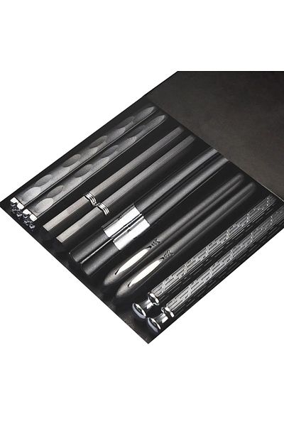 Choice 5 Pairs Black Mix B 5Pairs Janpanese Reusable Chopsticks Black Sushi Sticks For Food Noodles Alloy C