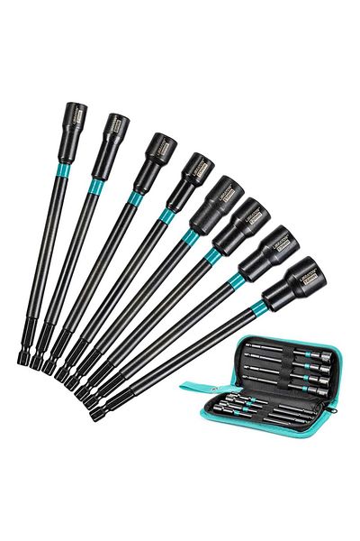 Choice 8PCS Set Metric Libraton 8PCS Magnetic Nut Driver Set Metric Long Nut Drivers Impact Drill Long Shan