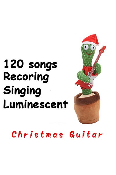Choice Christmas Guitar Rechargeable Dancer Cactus Glowing Dancing Electronic Plush Toys Can Sing Record Li