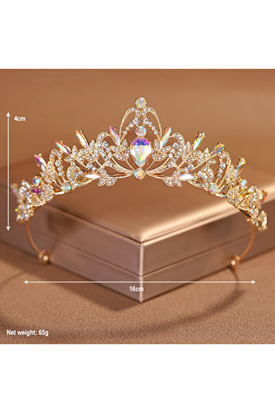 Choice غطاء رأس ذهبي للعروس باللون الأرجواني، تاج كبير لحفلات أعياد الميلاد ل...