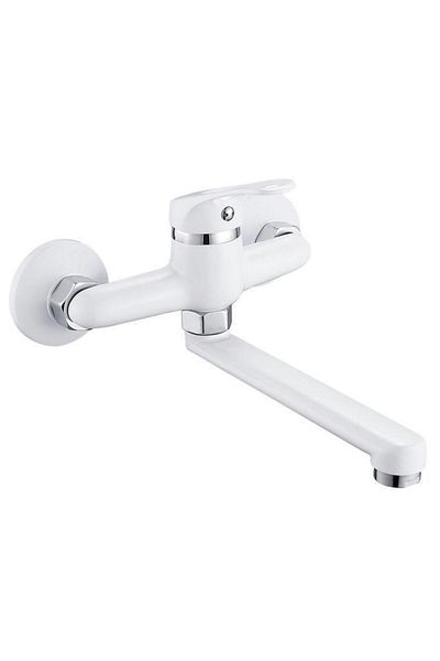 Choice white Kitchen Faucet Mixers Wall Mounted Single Handle Mixer Tap Sink Faucet Rotation Hot Cold Water