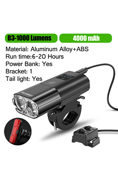 Choice B3-1000 S1 Set Bicycle Light 1000Lumen 4000mAh Bike Headlight Power Ba...