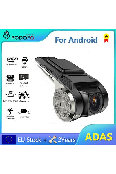 podofo None Dash Cam ADAS Car DVR ADAS Dashcam DVRs Video HD 720P USB TF Card 16G/32G Auto Recorder