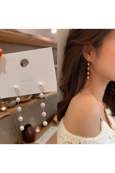 Choice AYA5693401 أقراط لؤلؤية طويلة أنيقة للنساء أقراط متدلية من سلسلة أحجار...