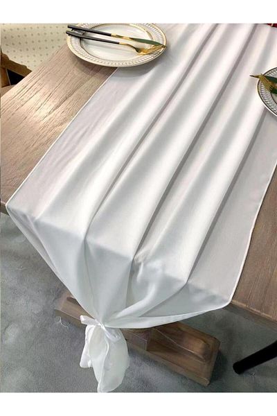 Choice 70x300cm White White Chiffon Table Runner For Wedding - White Table Runner, Sheer Party Decor, Rusti