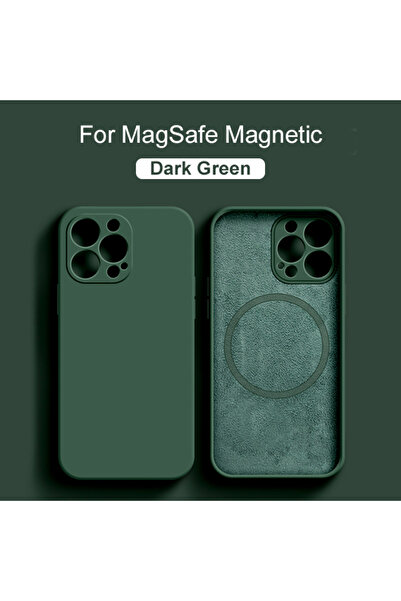 Choice جراب ماج سيف المغناطيسي الأصلي لهاتف آيفون 12 ميني، أخضر داكن، لهاتف آيفون 15 14 13 12 11 برو ماكس M