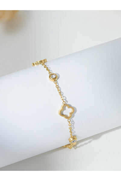 Choice سوار أنيق فاخر من الذهب مكون من قطعة واحدة على شكل زهرة ثلاثية مناسب ل...