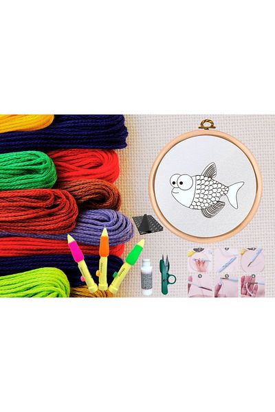 MBB ETİCARET Punch Set Embroidery Set with Hoop DIY Set Series 115