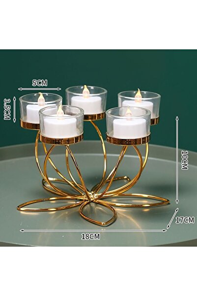 Choice حامل شموع معدني مكون من 5 رؤوس، حامل شموع حديدي لحفل عشاء رومانسي على ...