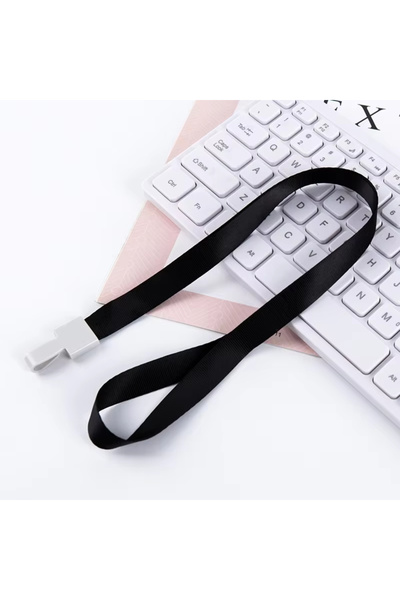 Polin Șnur de guler împletit din satin cu cleme, 10 bucăți, negru