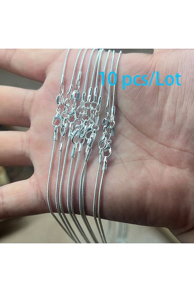 Choice 45cm 18inches 10pcs wholesale silver color 1MM snake chain necklace for women man 16-30inches fashio