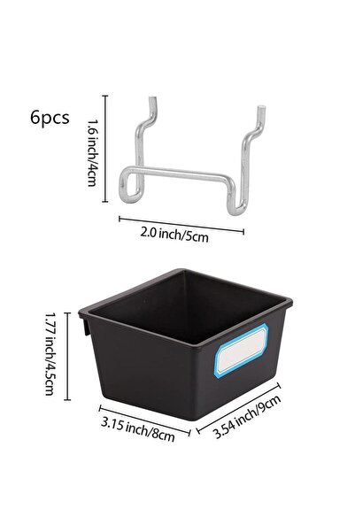 Choice 6set 1/6 Sets Pegboard Bins with Hooks and Labels Hooks for Pegboard B...