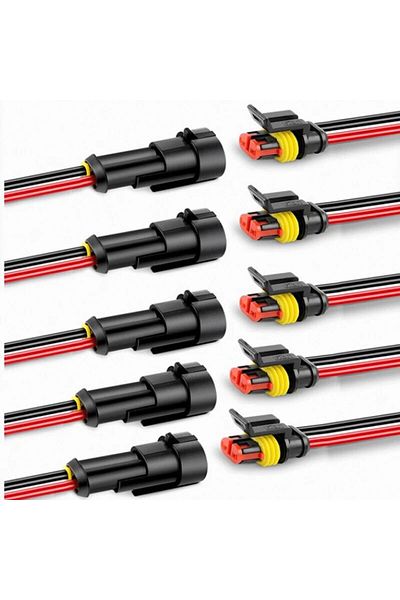 Choice 10pcs 5pairs black 2pin 5sets 2Pin Way 16 AWG Waterproof Electrical Connectors, Male and Female Way