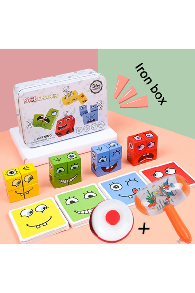 choice2 doorbell and hammer Cube Face Change Building Blks Board Game Wood Pu...