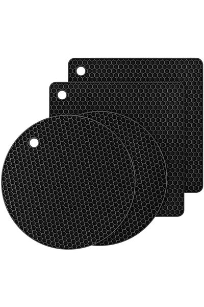 Choice black LMETJMA 4Pcs Silicone Trivets for Hot Pots and Pans Heat Resistant Trivet Mats Hot Pads Spoon