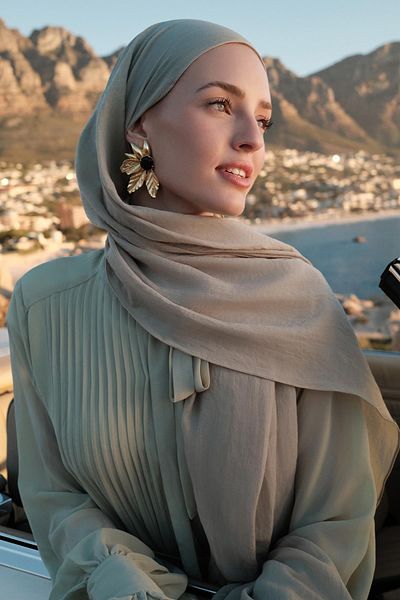 carell Soft Green Organic Wrinkled Shawl