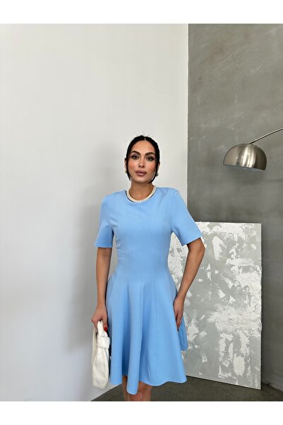 maf collection Жіноче коротке плаття з плісированою спідницею та короткими рукавами