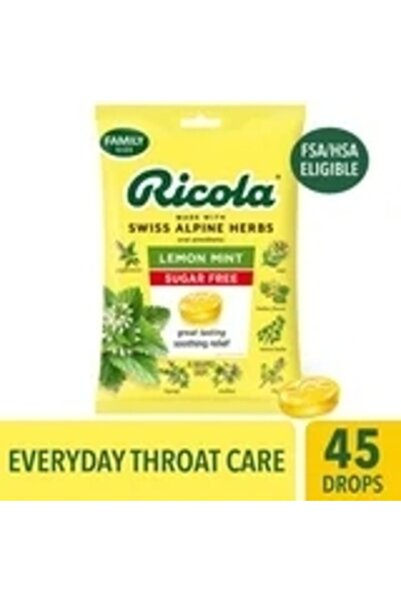 Ricola Made Wıth Swıss Alpıne Herbs Lemon Mınt Sugar Free Great Tasting Soothıng Relief 45 Adet