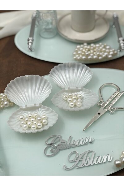 Masalsı Concept Özel İnci Süslemeli Lüks Söz Tepsisi Nişan Tepsisi Kız İsteme Tepsisi Yüzük Tepsisi  2 li takım