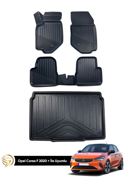 Black Gold Opel Corsa F 3D Havuzlu Paspas 2019-2023 + Bagaj Havuzu İkili Set