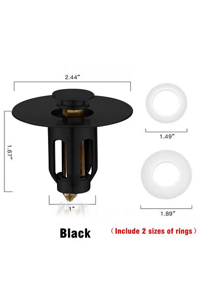 Choice Style-C-Black 99% Universal All Brass Pop-Up Bounce Core Basin Drain Filter Hair Catcher Sink Strain