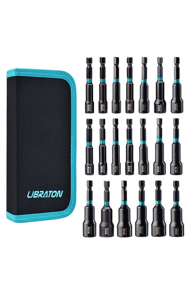 Choice 20PCS Nut Driver Set Libraton 20PCS Magnetic Nut Driver Set, Impact Drill Driver Bit Set 1/4" Metric