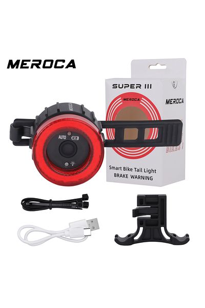 Choice 1pcs Meroca Bicycle Rear Light Usb Charging High Visibility Multifunction Flashing With Brake Sensor
