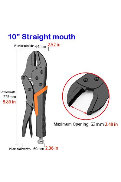 Choice 10 in straight 7/9/10" Multi-Function Locking Pliers Round/Straight Mooth Pipe Wrench Universal Pres