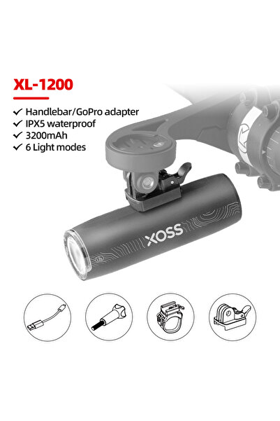 XOSS XL1200 XL400/XL800 Bike Headlight 400/800 Lumen USB Rechargeable Road MT...