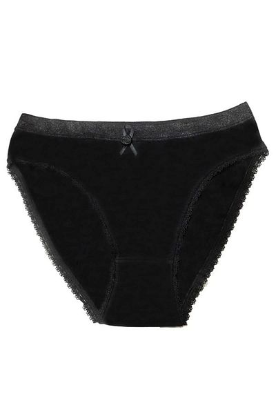 Marsilyan Şahinler Black Color Bikini Panties with Lace Edge for Women B223