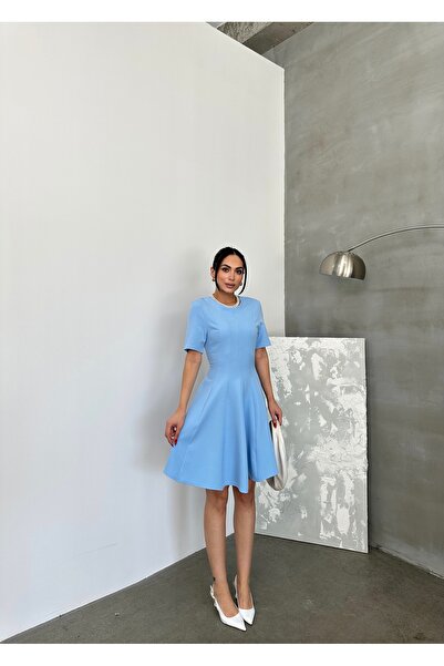 maf collection Жіноче коротке плаття з плісированою спідницею та короткими рукавами